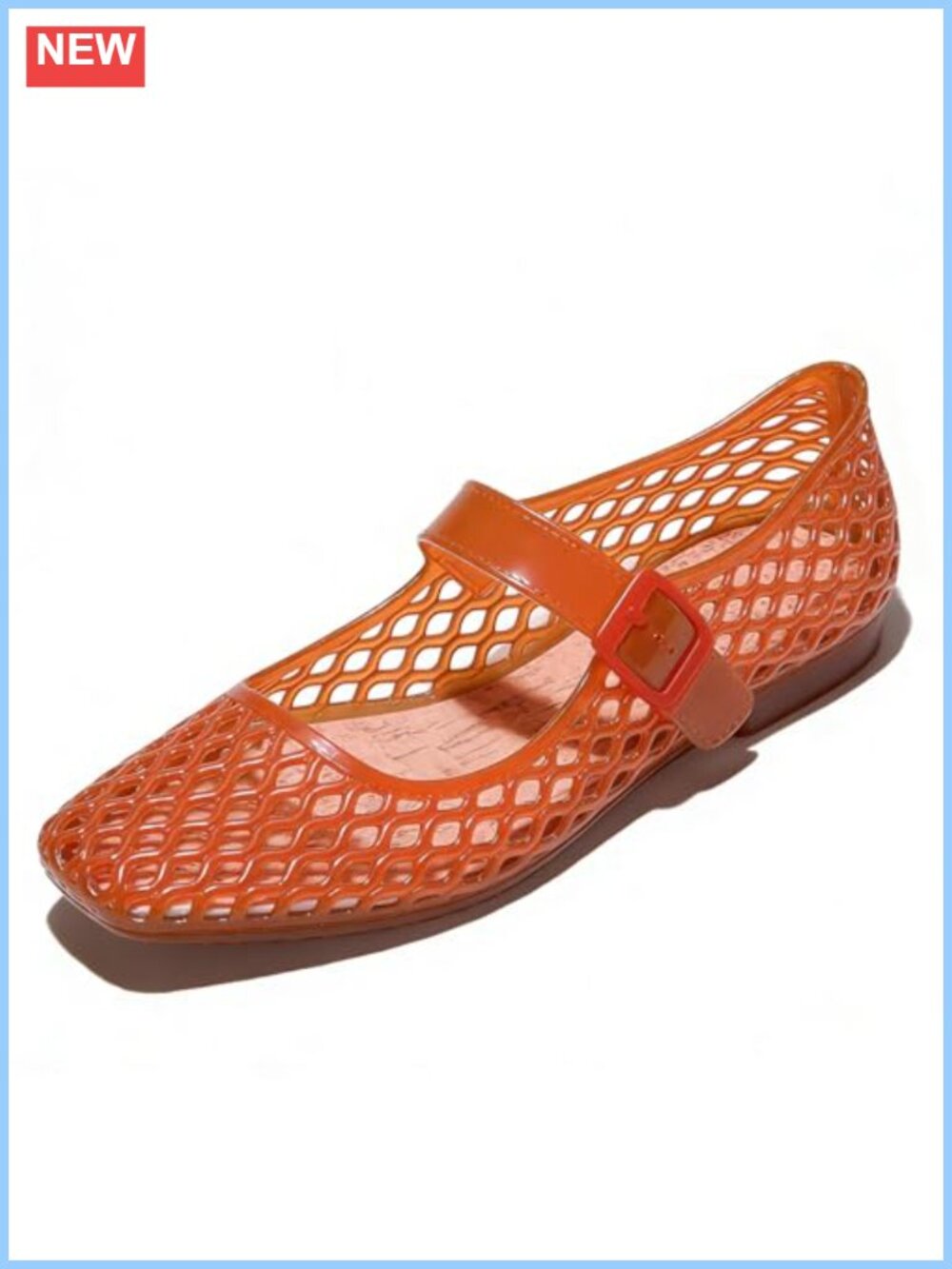 Jelly Clear Flat Mary Janes Comfort Square Toe Ankle Strap Non Slip Mesh Ballet